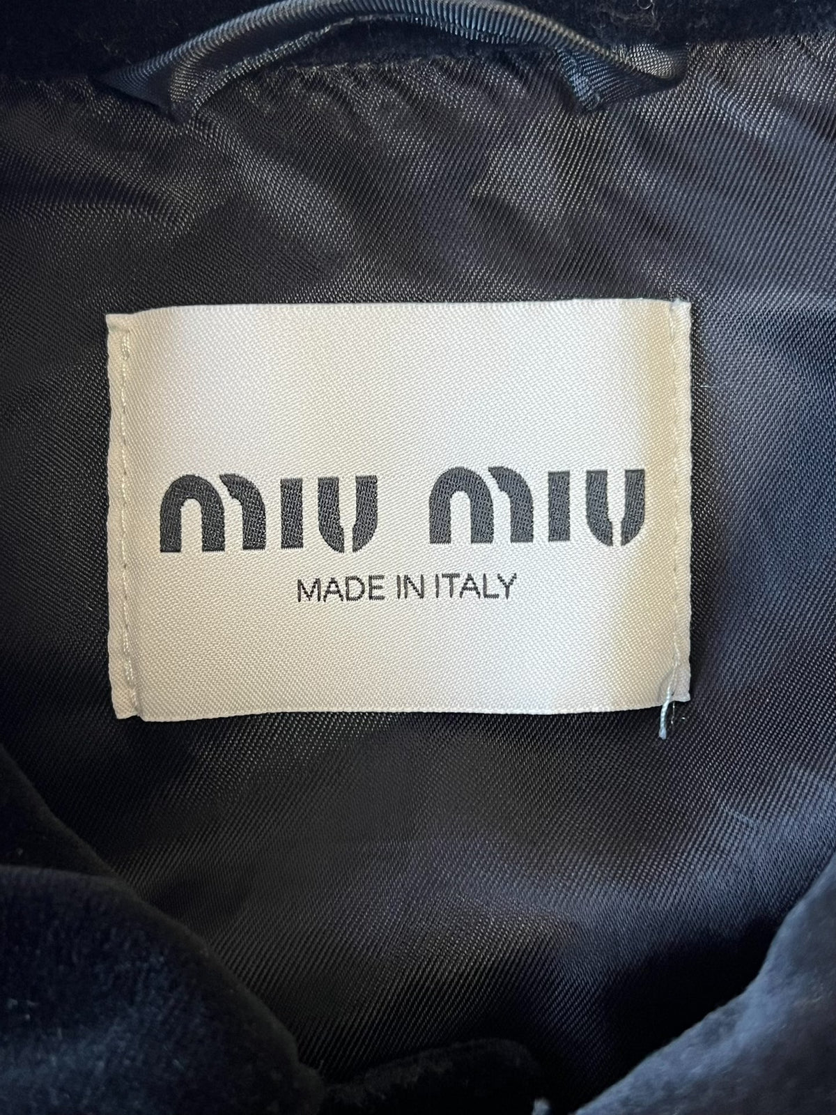 Miu Miu black velvet logo short jacket
