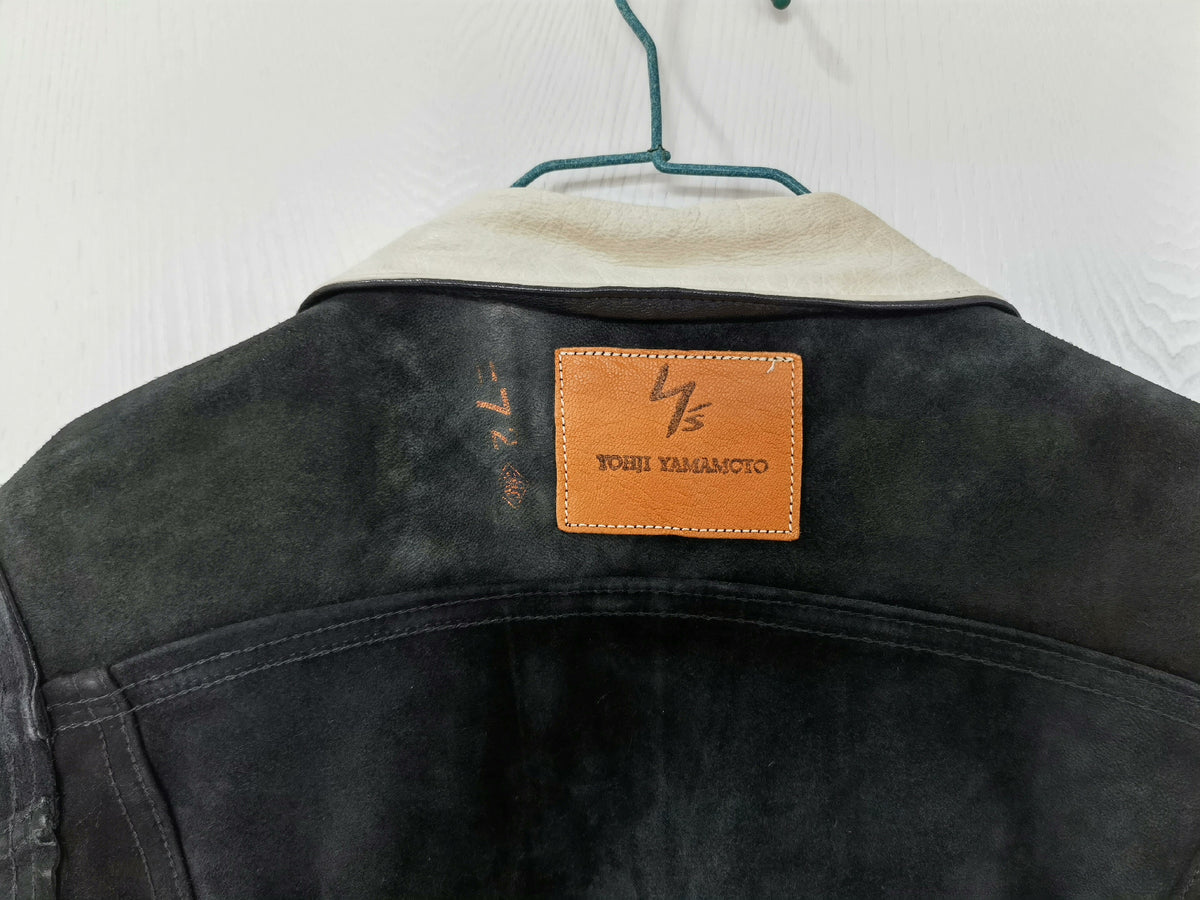Yohji Yamamoto reversible boiled egg stitching leather jacket