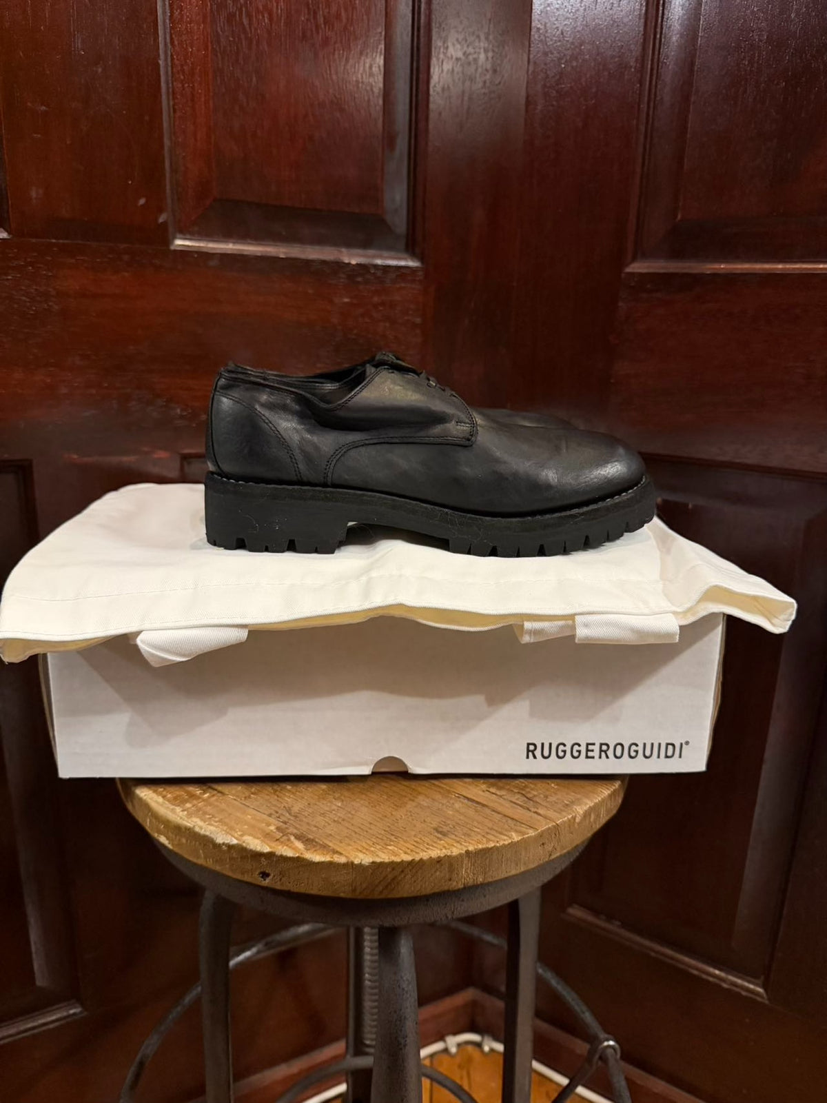 Guidi 792V Black Vibram Horsehide Derby Shoes
