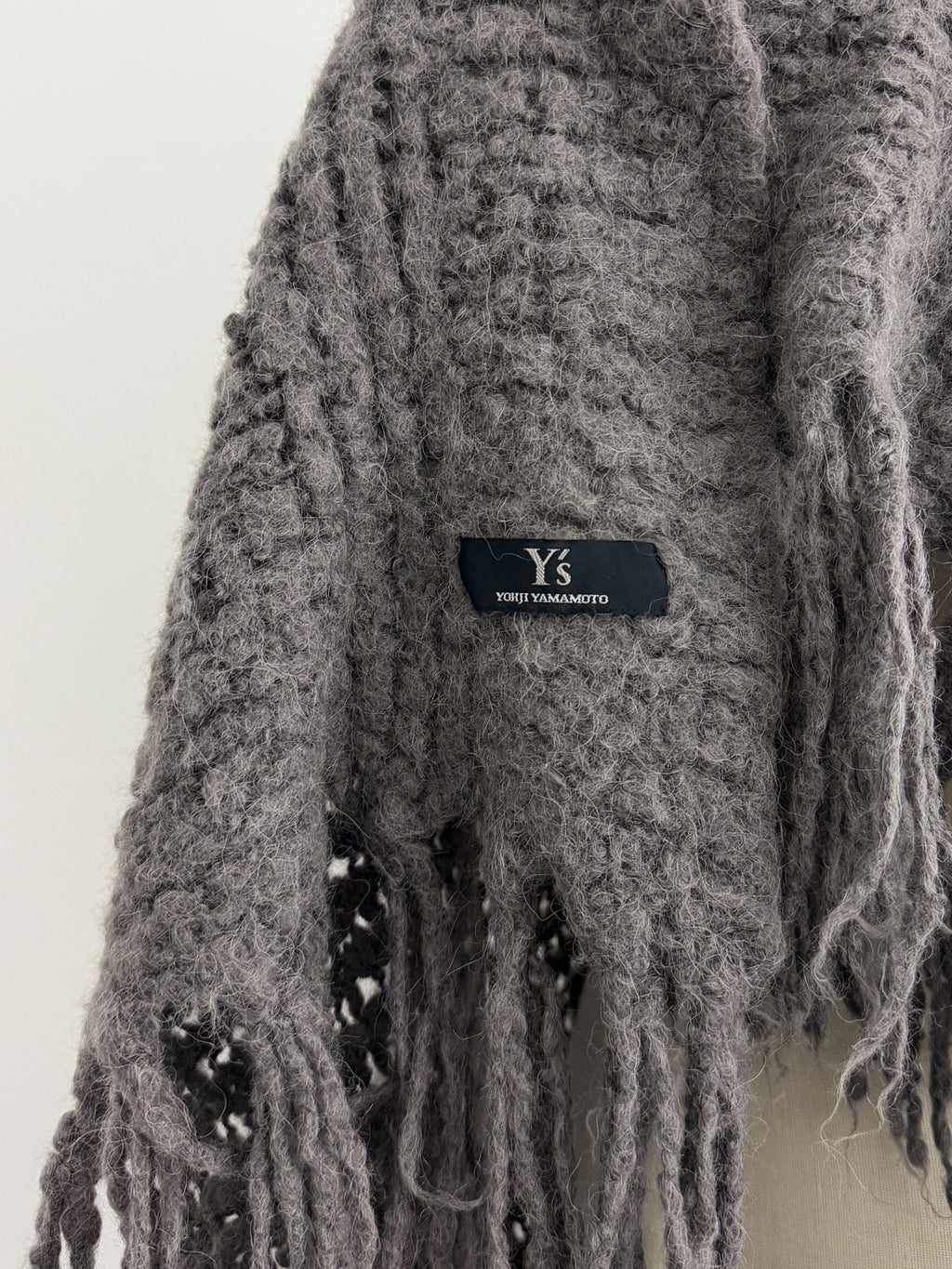 Yohji Yamamoto Y's Boucle Wool Fringe Shawl - Devines