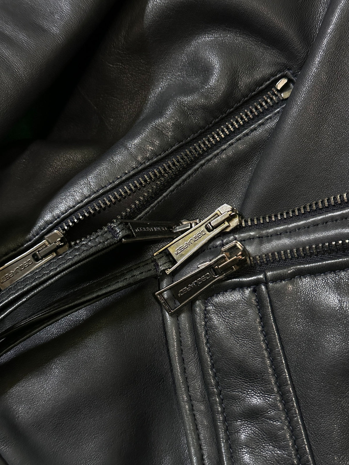 Dsquared2 Lambskin Leather Plaid Jacket