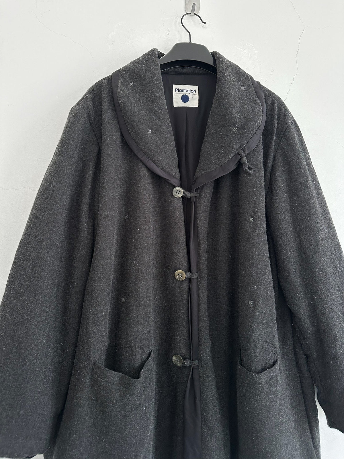 Issey Miyake 1995 Plantation line Dark gray wool frog-button jacket