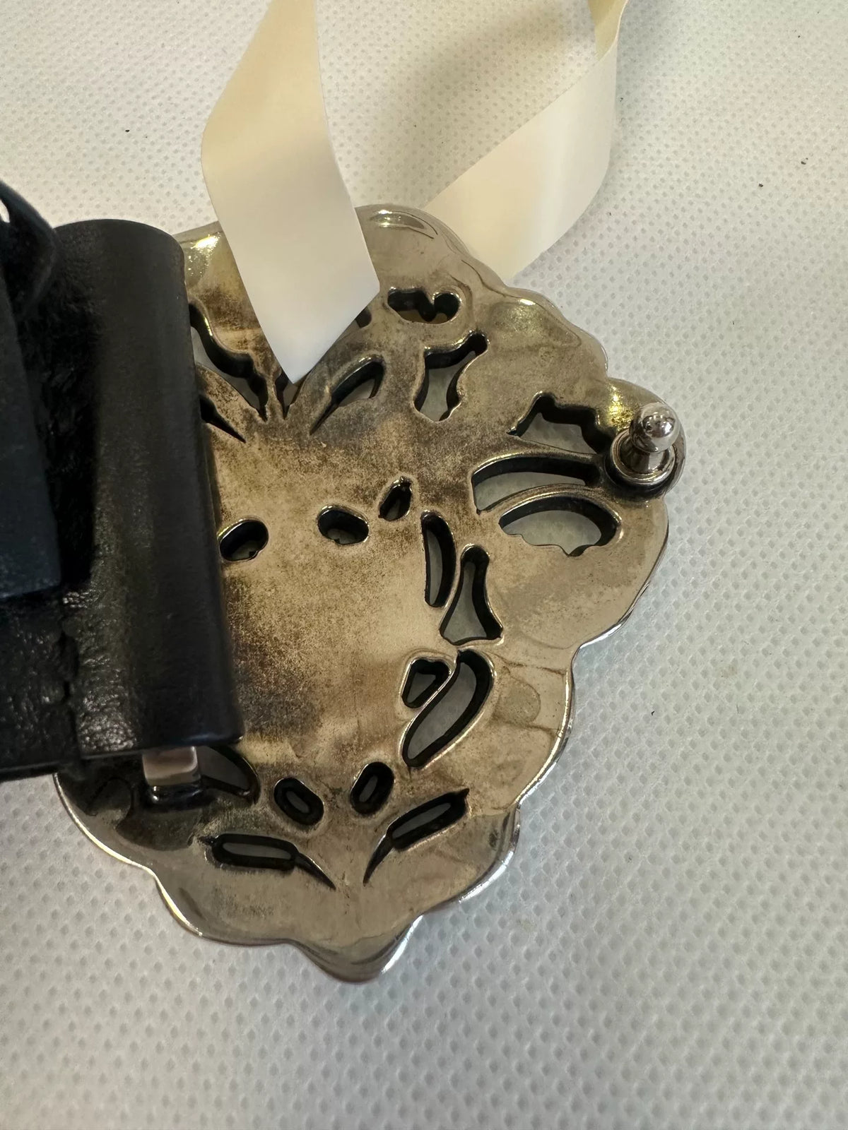 Gucci Vintage Knight Shield Embossed Black Belt