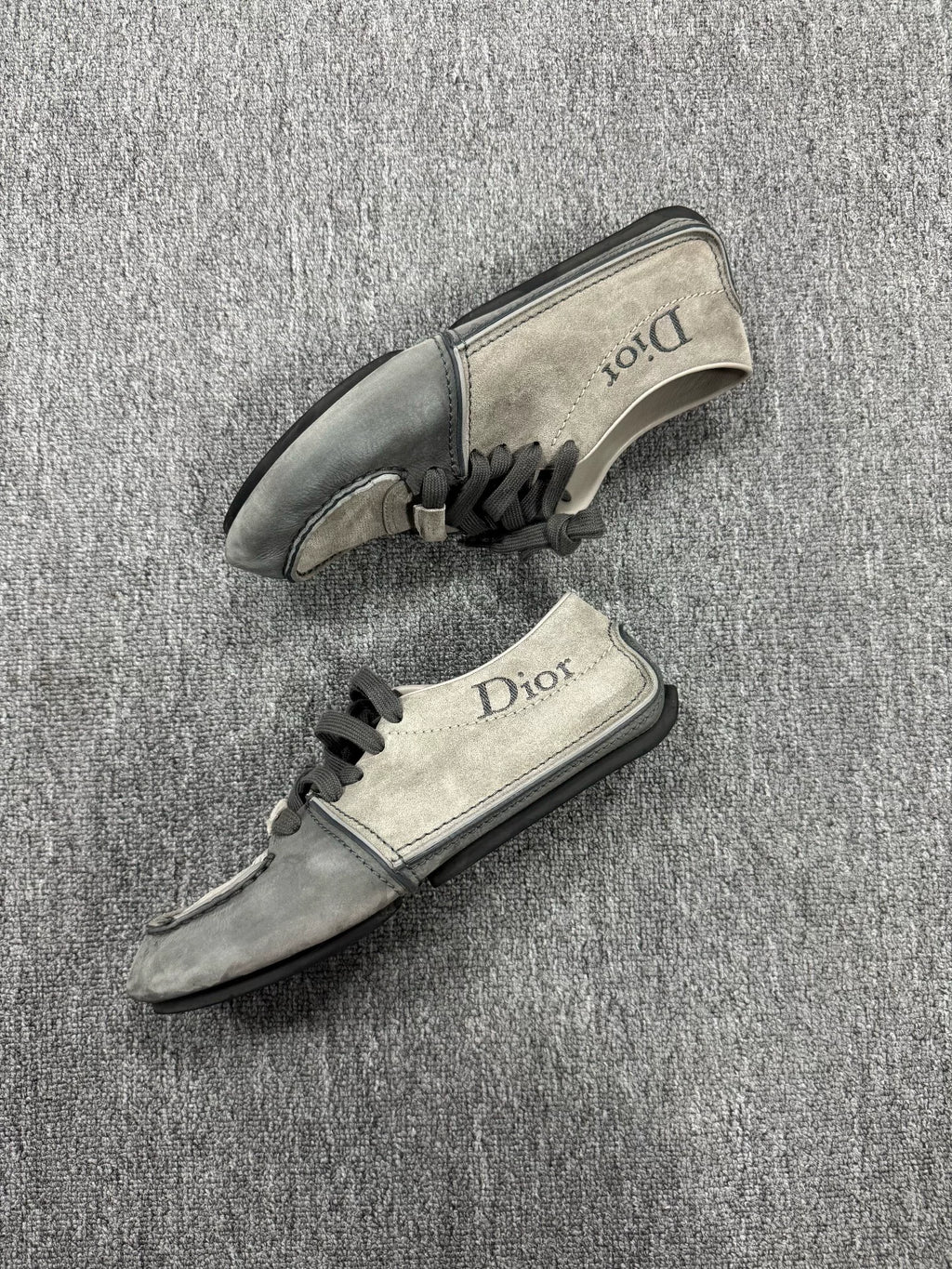 Dior Grey White Suede Loafers