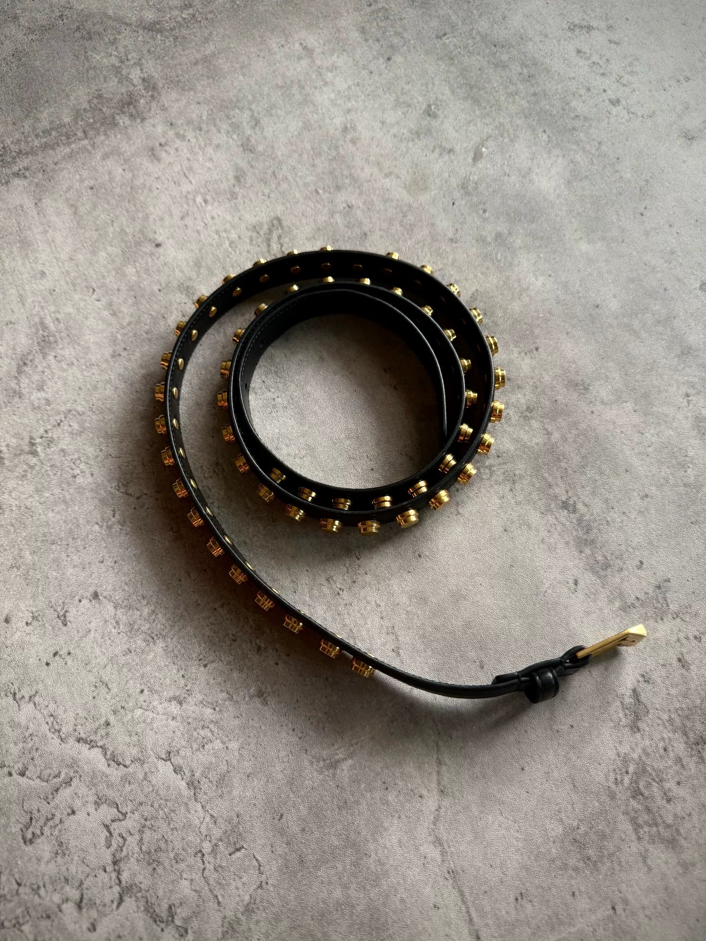 Saint Laurent Paris 13AW Gold Studded Pin Buckle Belt