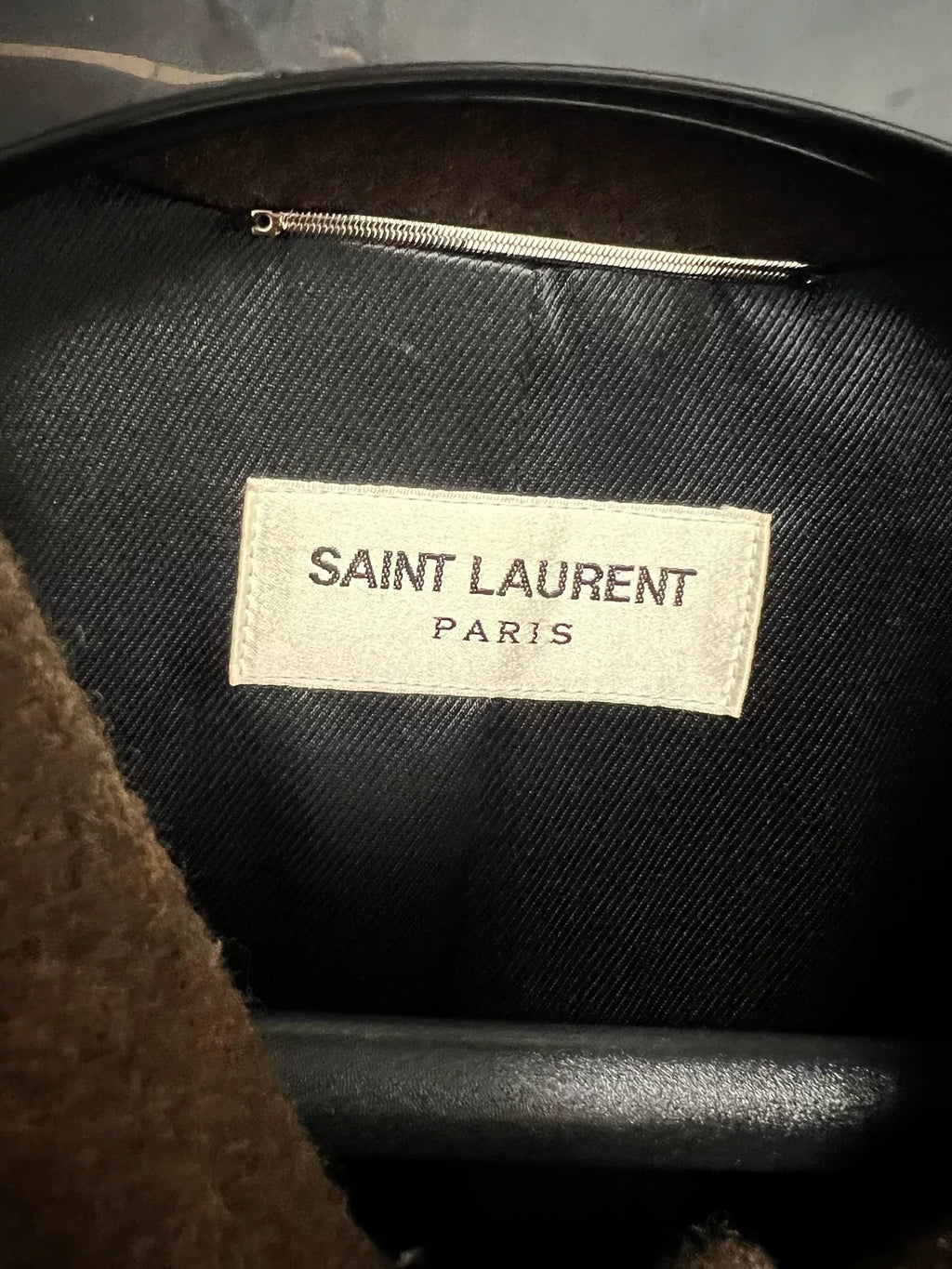 Saint Laurent AW21 Runway Coffee Khaki Color-Block Collared Wool Jacket