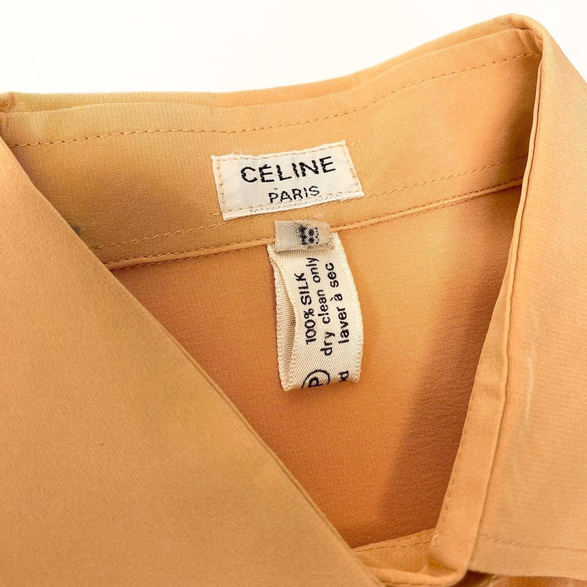 Celine 1990s Silk Logo Embroidered Long Sleeve Shirt