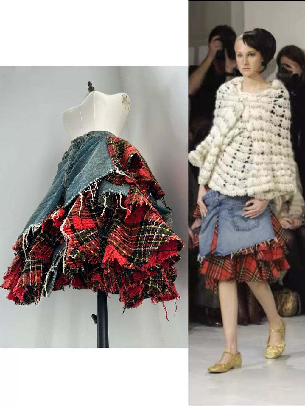 Junya Watanabe 2004 Midi Runway Plaid Skirt