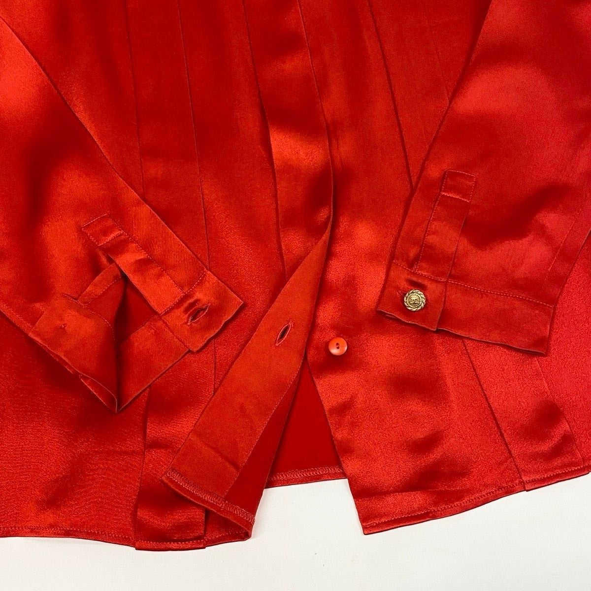 Chanel Red Gold Button Long Sleeve Shirt