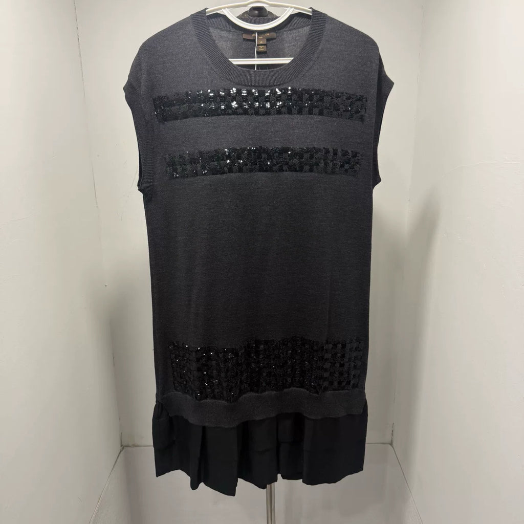 Louis Vuitton Black Gray Sequined Dress