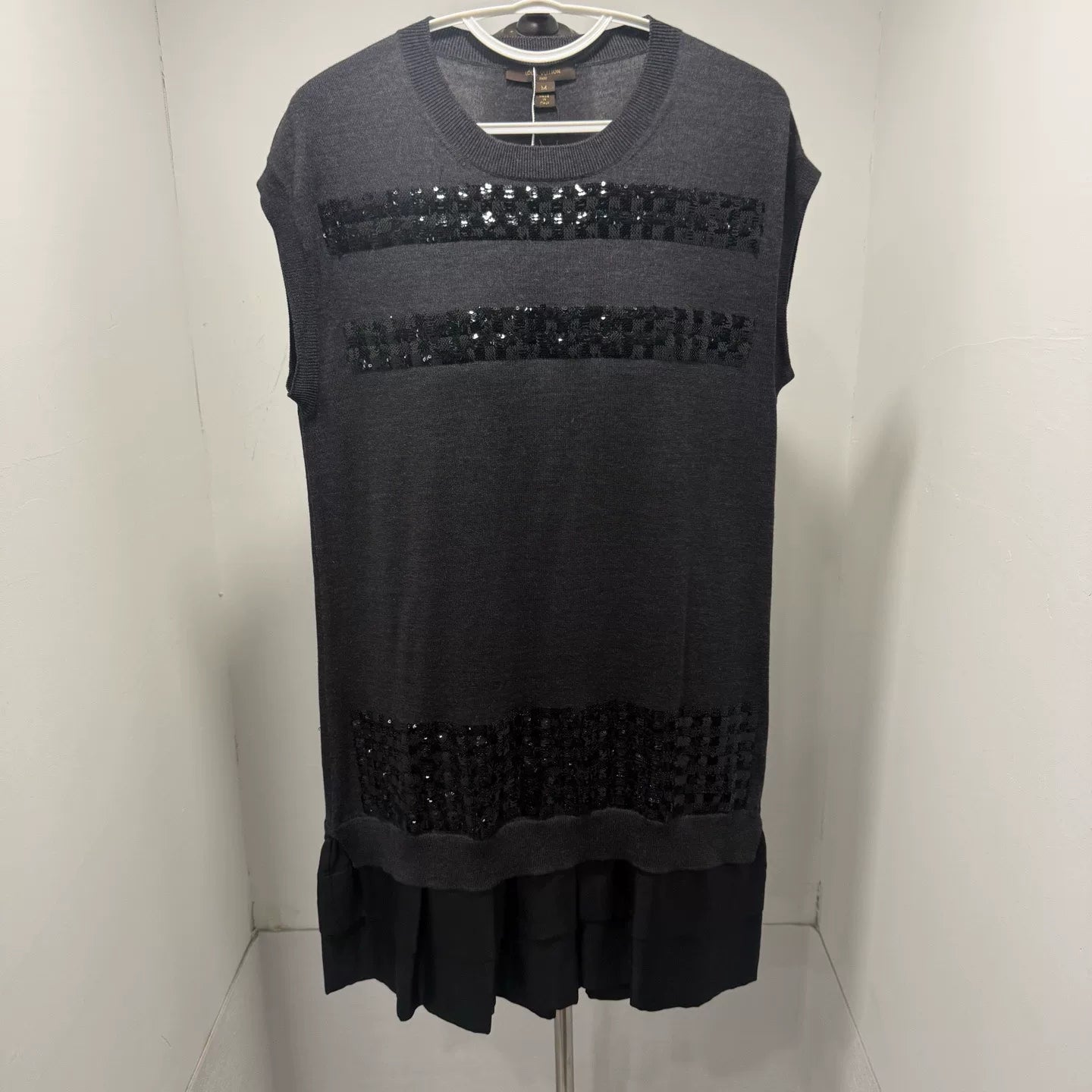 Louis Vuitton Black Gray Sequined Dress