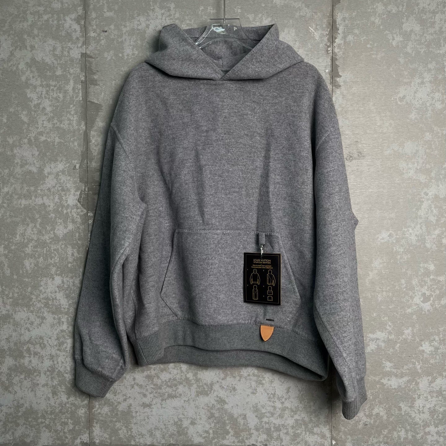 Louis Vuitton Gray Cashmere Leather Logo Hoodie