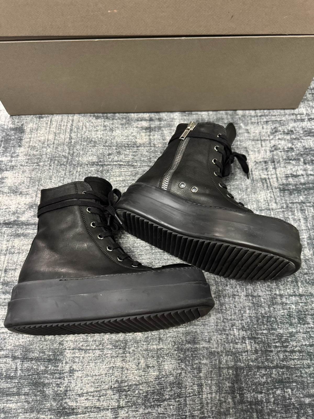 Rick Owens Black High-Top Sneakers