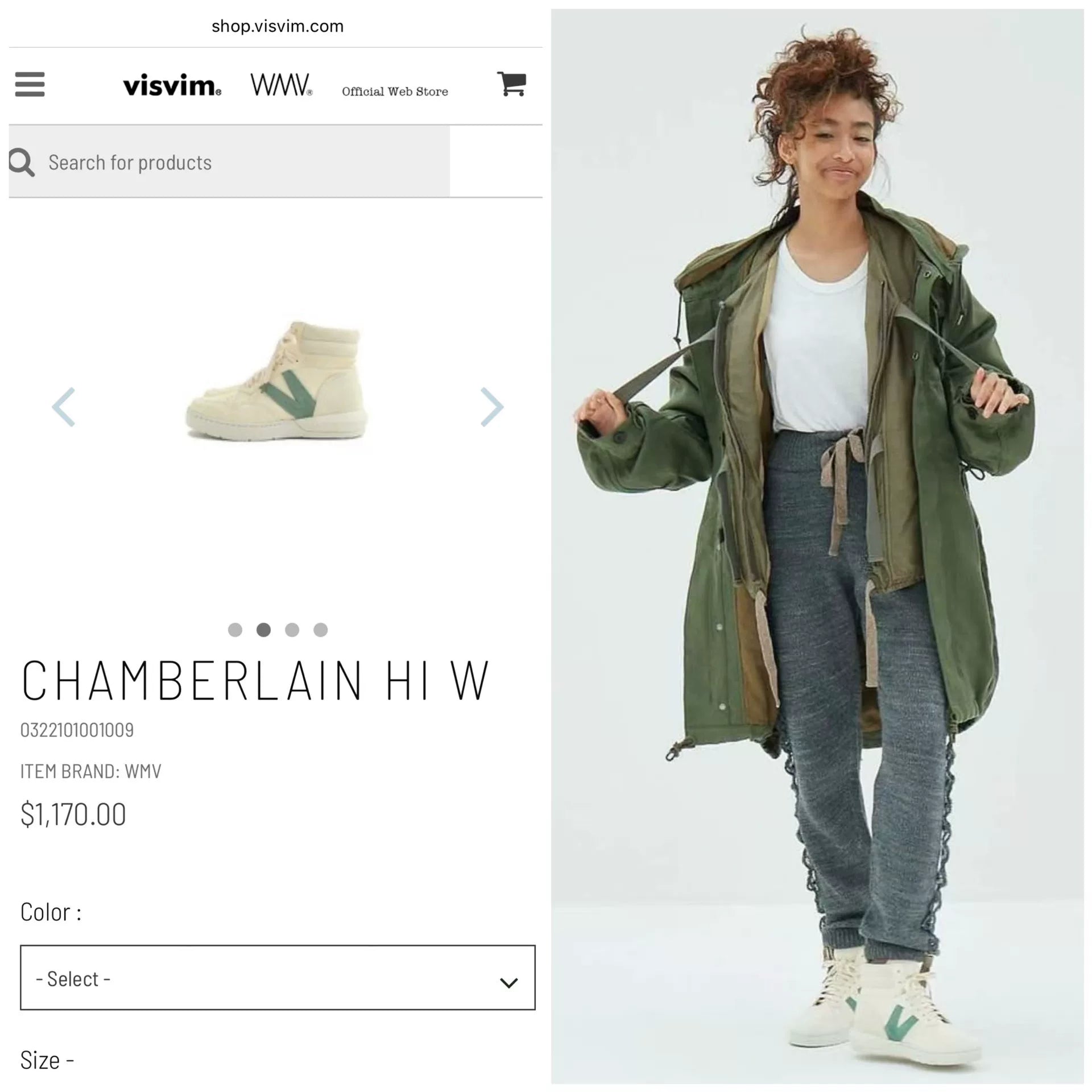 Visvim Wmv Chamberlain Hi Lt. Green Sneakers