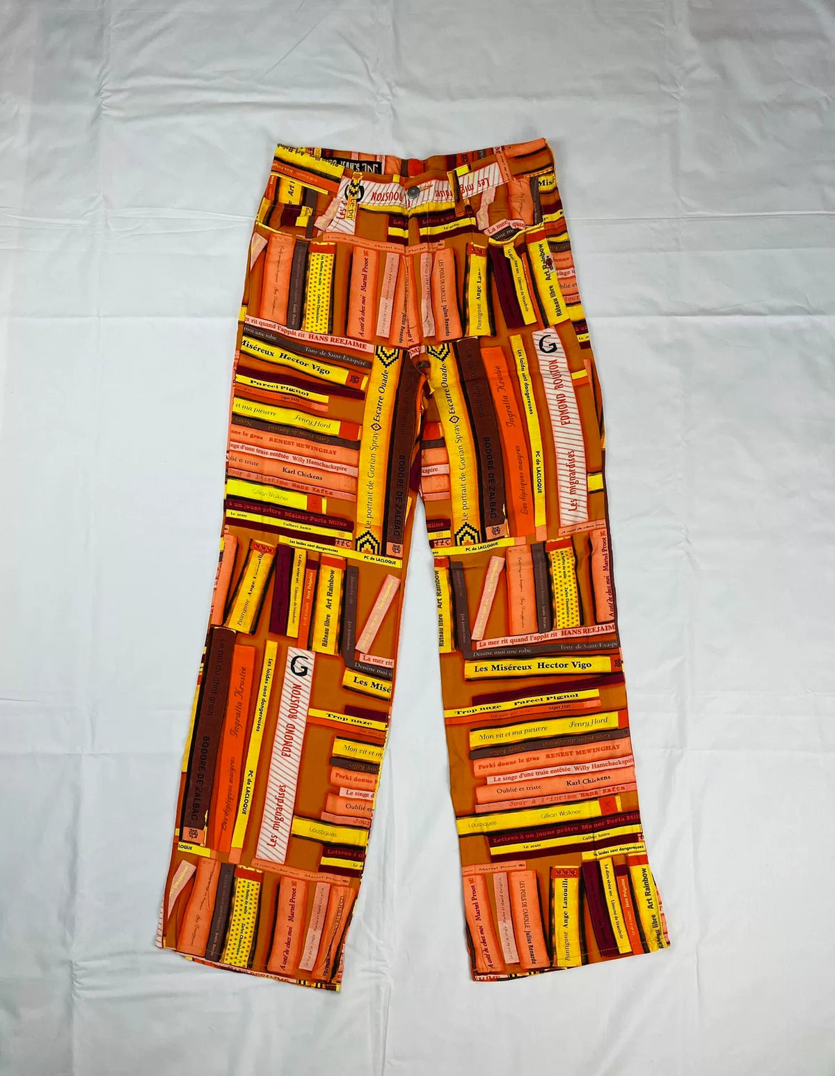 2001 Spring/Summer Jean Paul Gaultier Parody Bookshelf Print Trousers