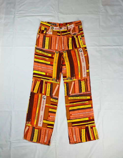 2001 Spring/Summer Jean Paul Gaultier Parody Bookshelf Print Trousers