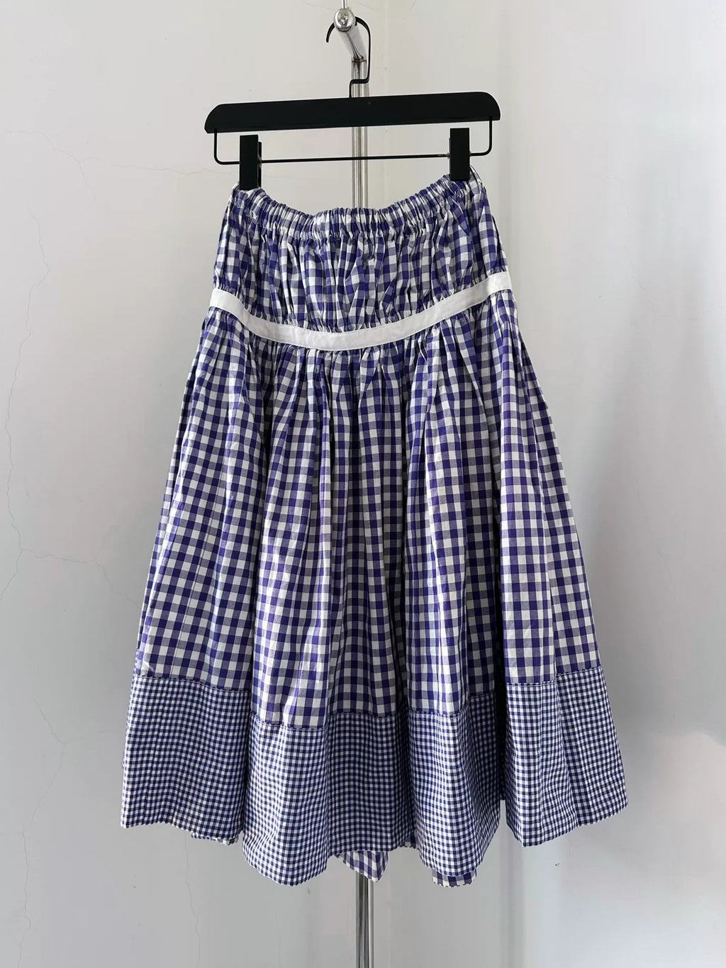 Comme Des Garcons Rei Kawakubo Tricot line check patchwork skirt