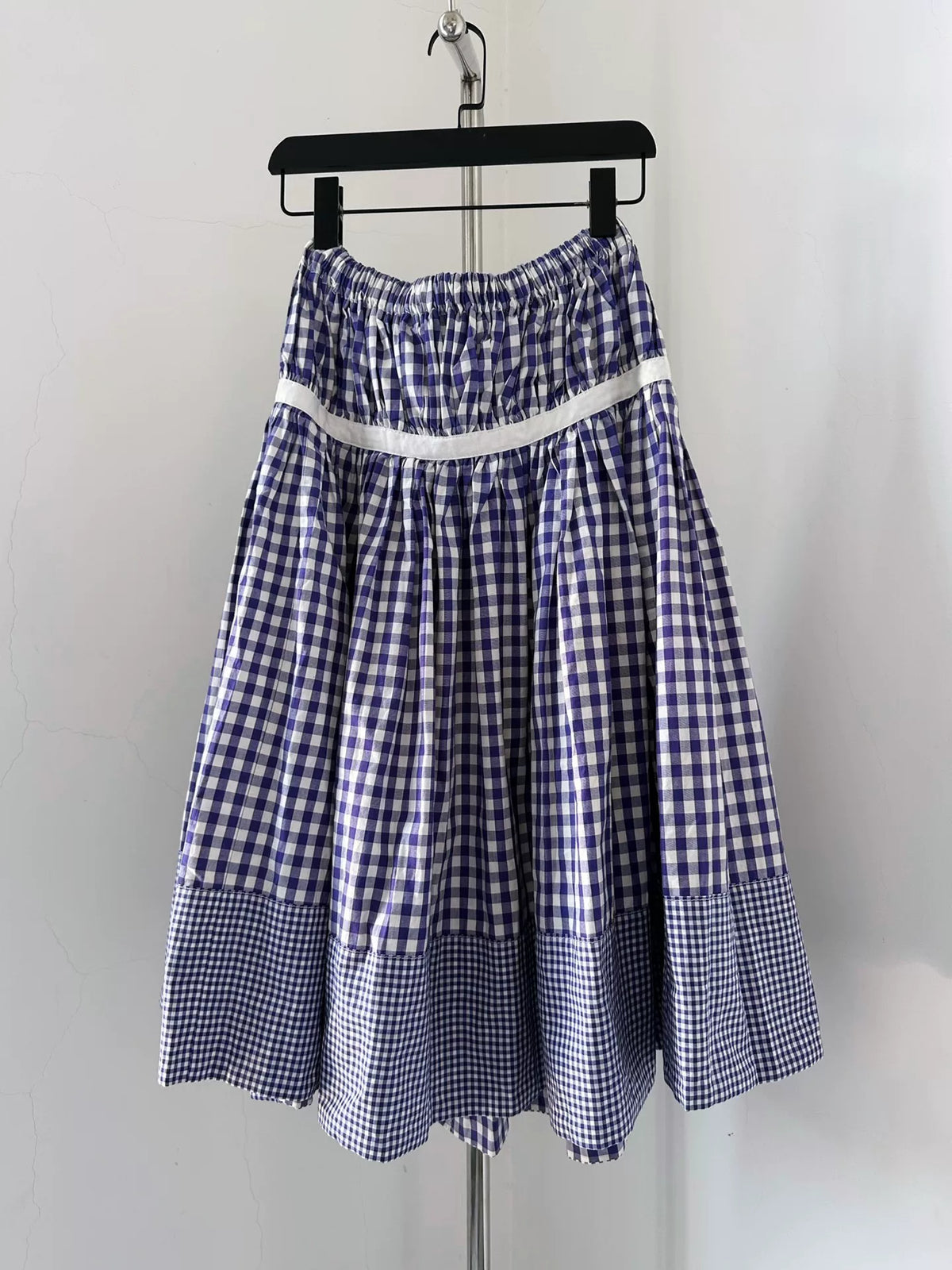 Comme Des Garcons Rei Kawakubo Tricot line check patchwork skirt