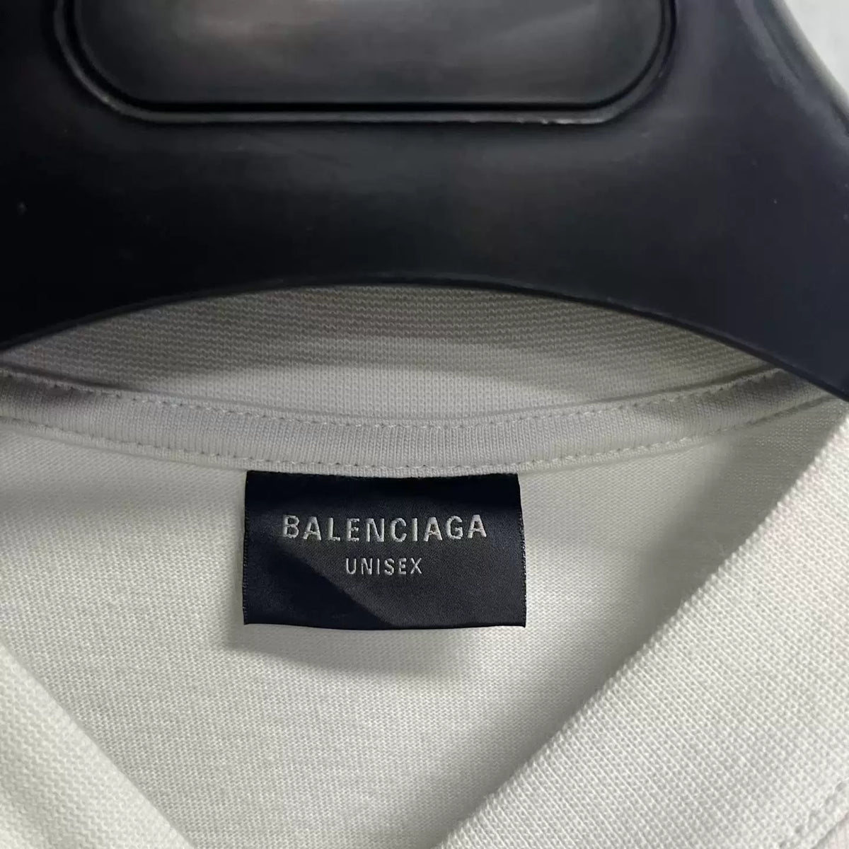 Balenciaga White Letter Logo Print Crew Neck T-Shirt