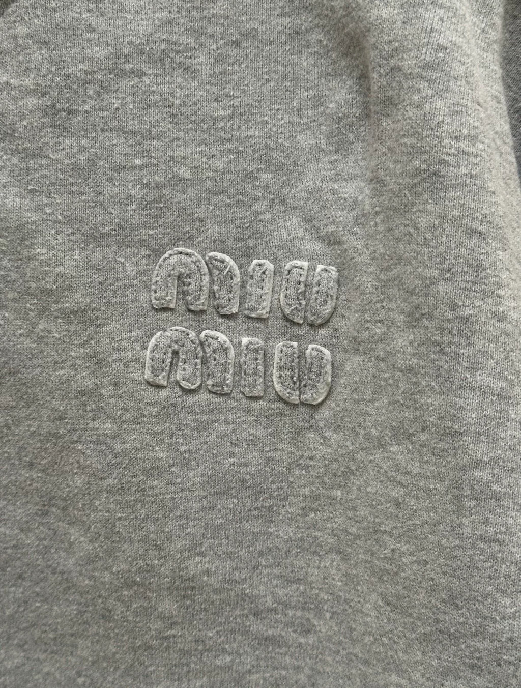 Miu Miu Grey Navy Collar Logo Sweater