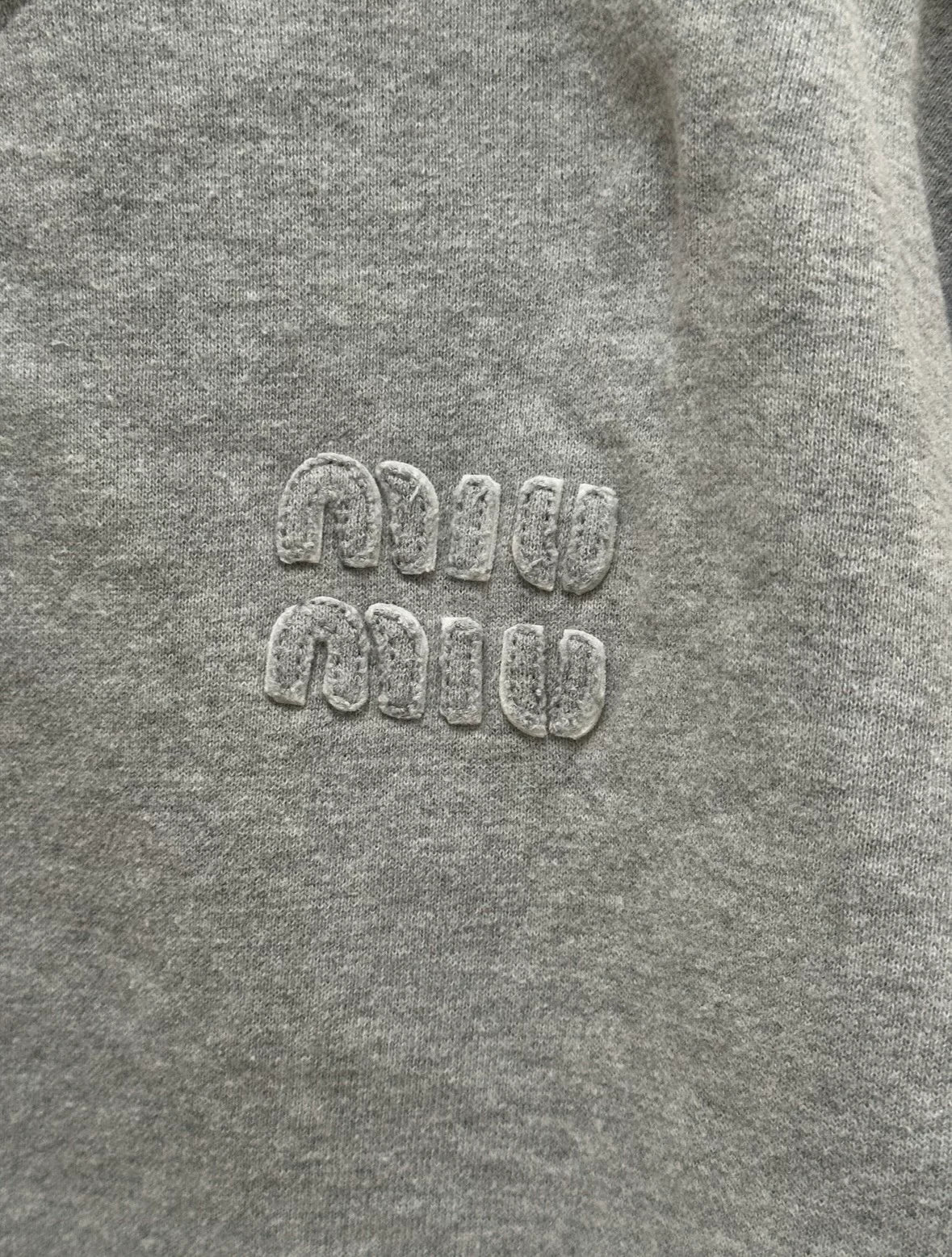 Miu Miu Grey Navy Collar Logo Sweater