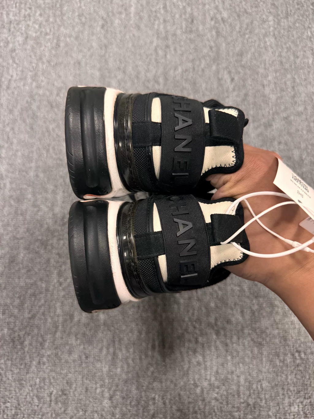 Chanel Black & White Double C Logo Sneakers