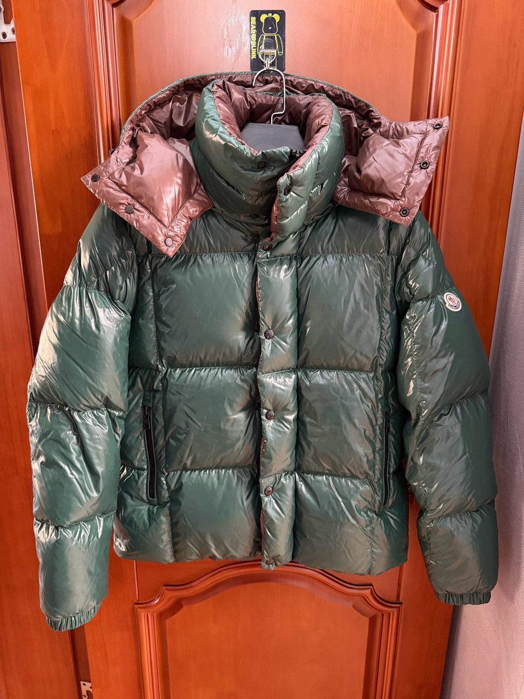 Moncler Parana Green Brown Hooded Down Jacket