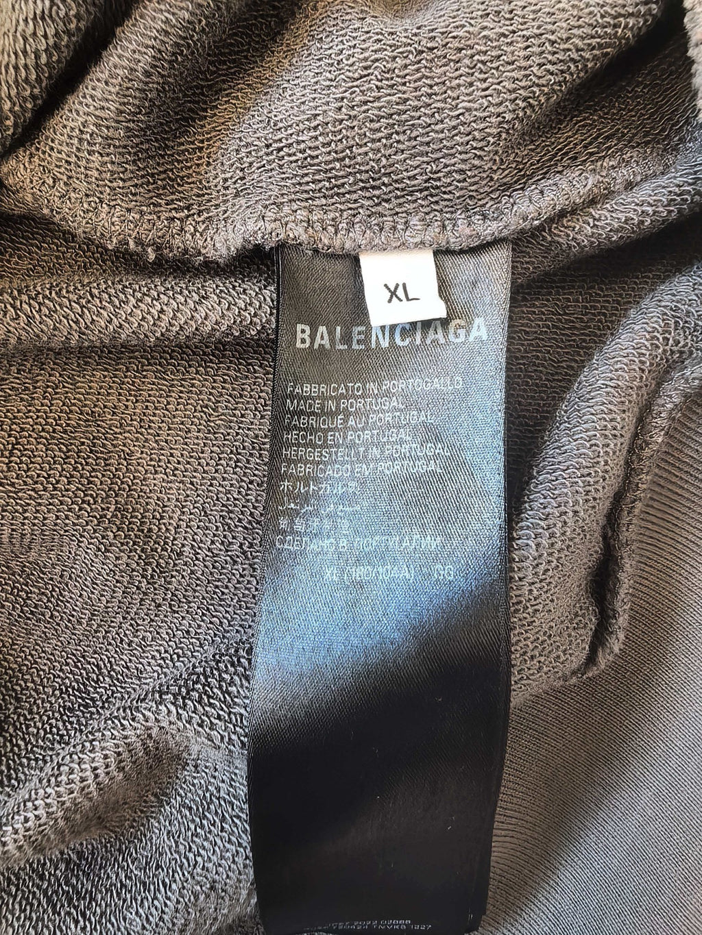 Balenciaga Grey Cola Tape Distressed Zip-Up Hoodie