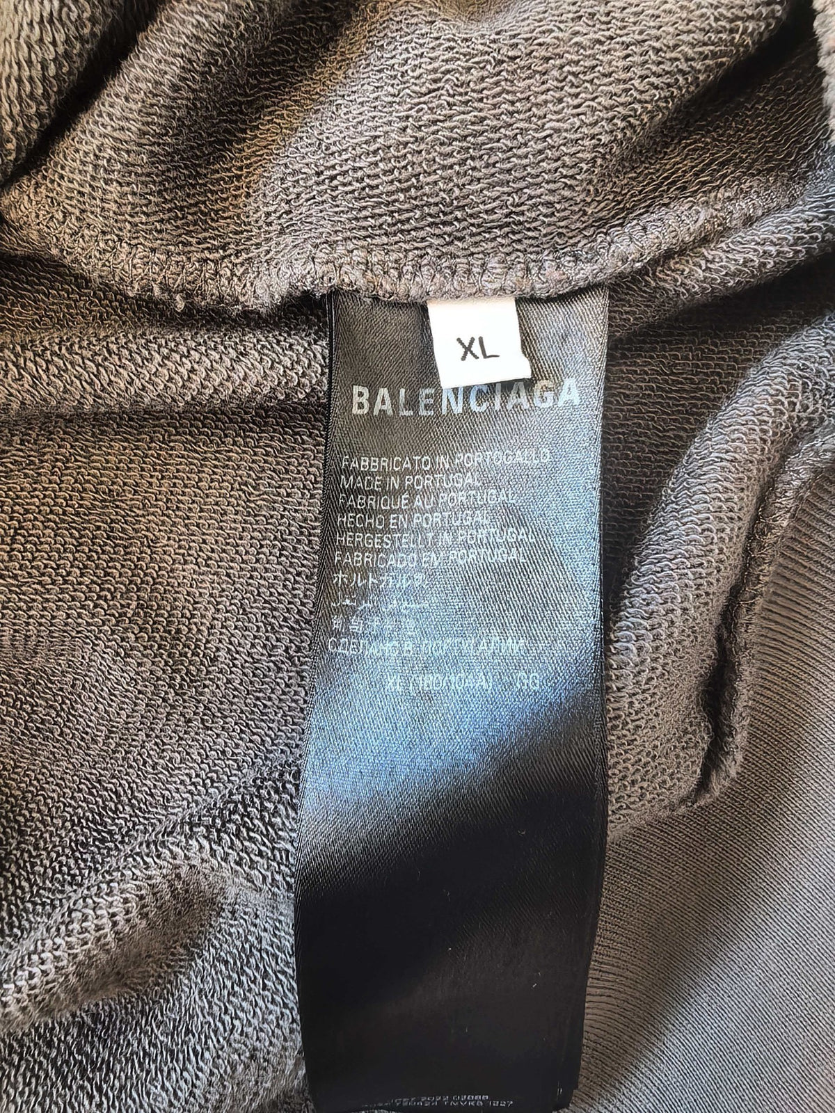 Balenciaga Grey Cola Tape Distressed Zip-Up Hoodie