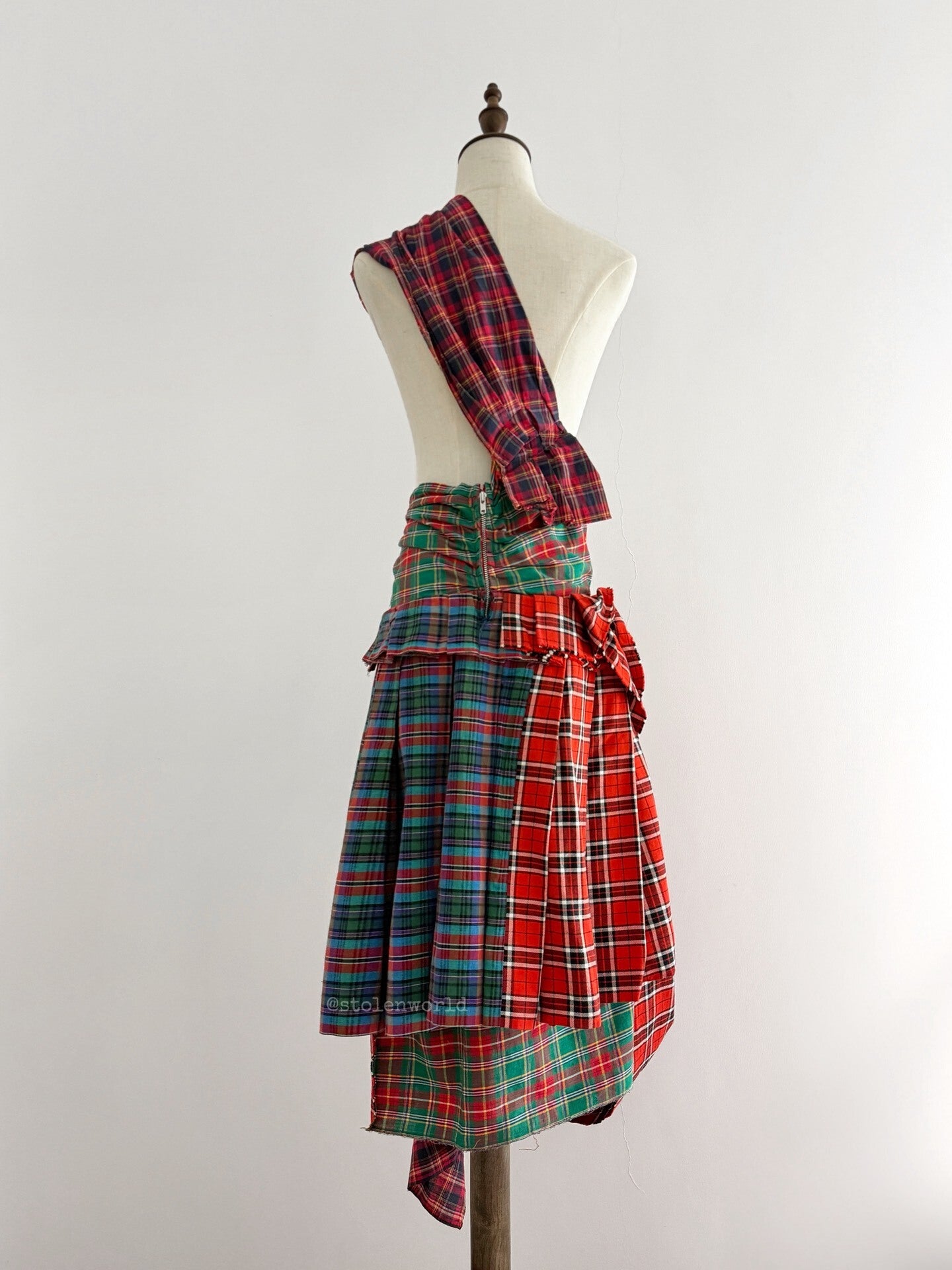 Comme Des Garcons Pleated Plaid Pinafore Dress - Devines