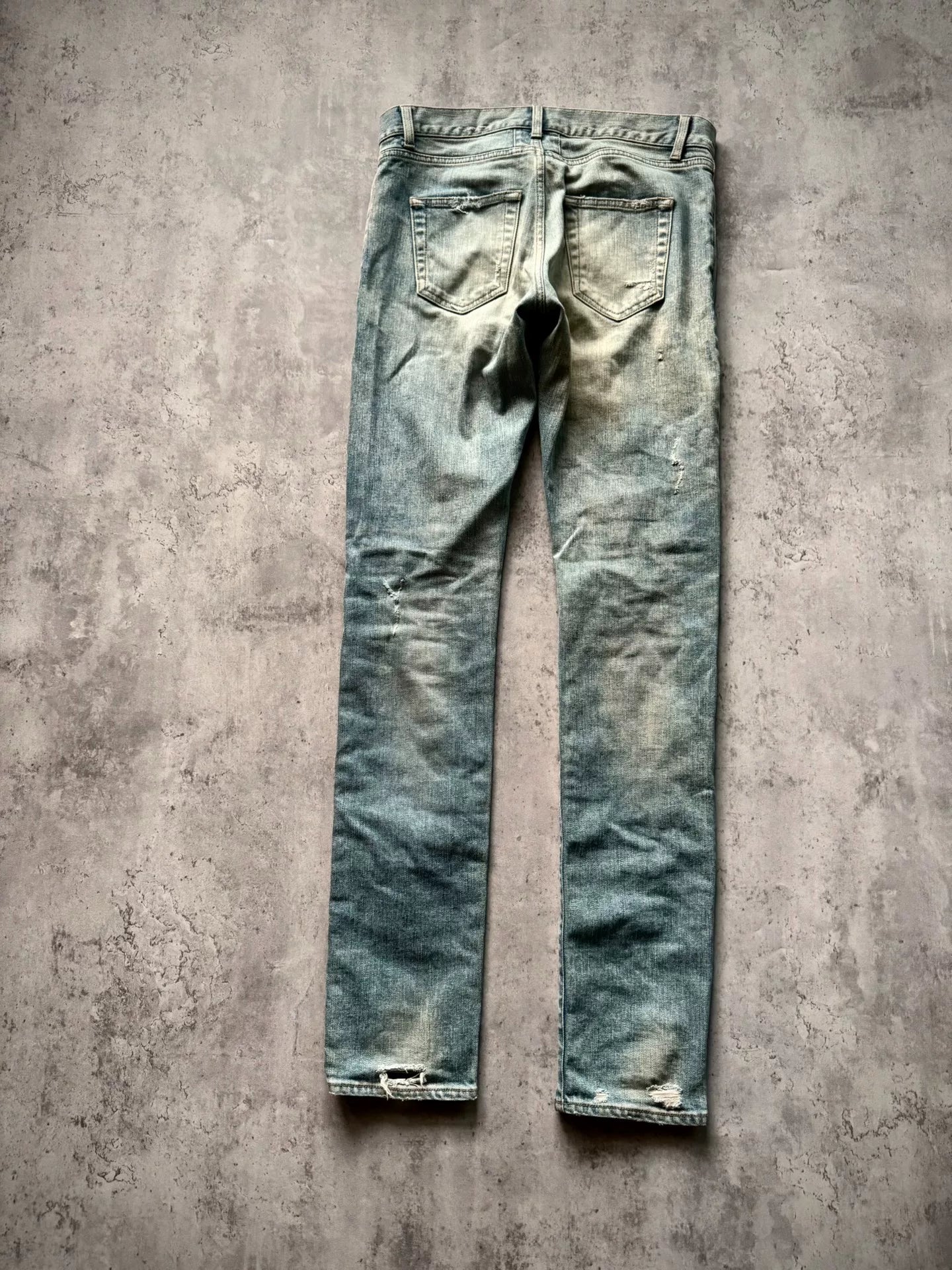 Saint Laurent Paris 16SS D02 Blue Distressed Denim Jeans by Hedi Slimane