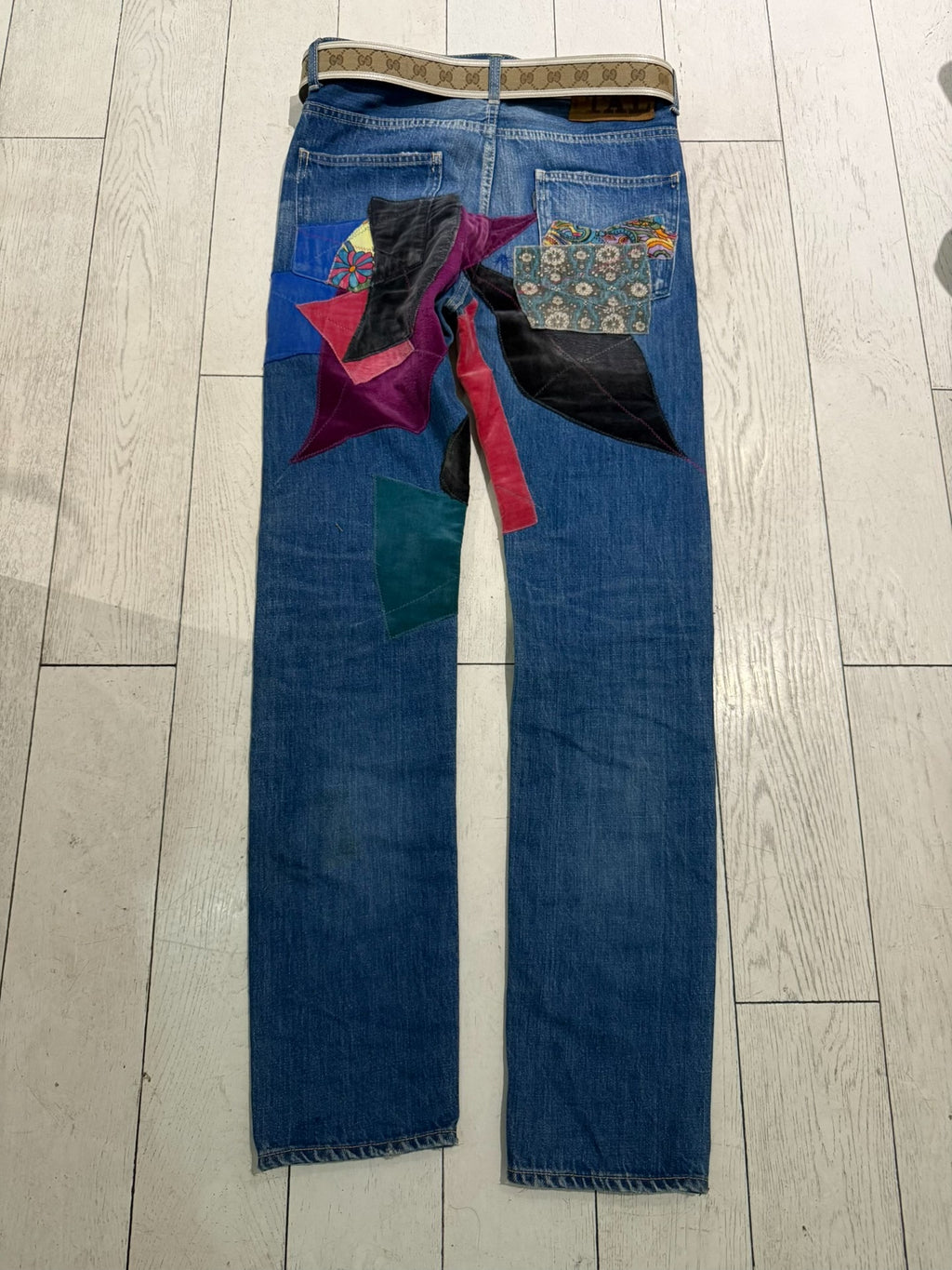 Kapital Kountry Psychedelic Fabric Patchwork Floral Embroidered Distressed Jeans