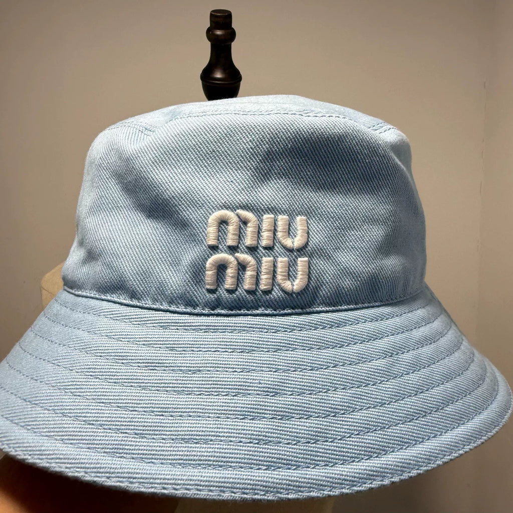 Miu Miu Blue Embroidered Logo Bucket Hat