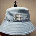 Miu Miu Blue Embroidered Logo Bucket Hat