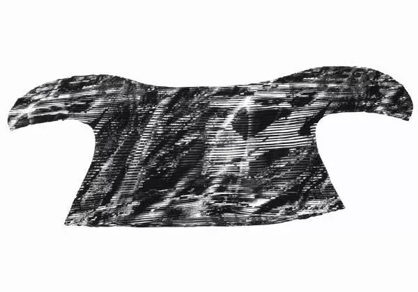 Issey Miyake Vintage Black & White Horizontal Stripe Pleated Top