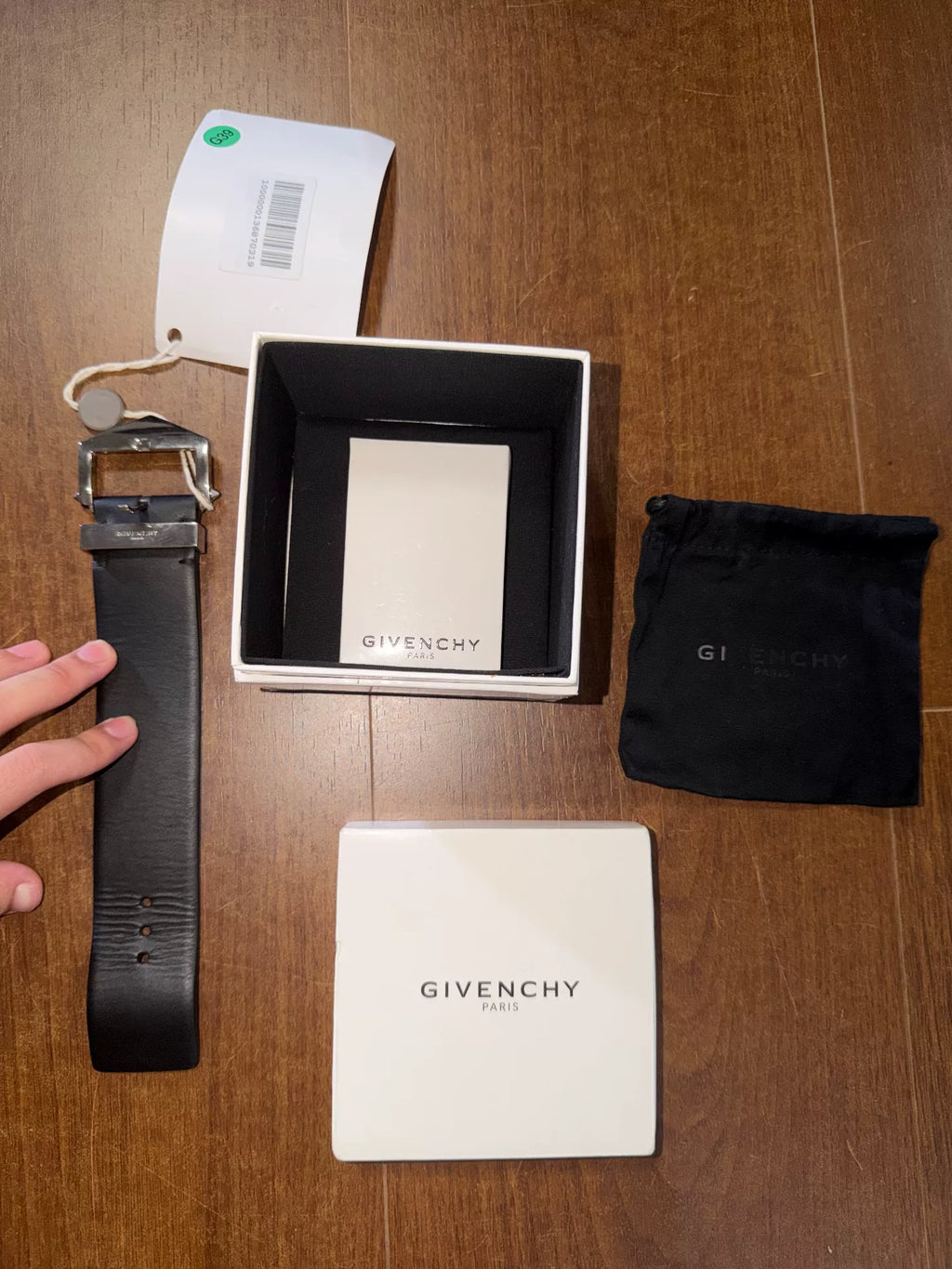 Givenchy Black Leather Wide Cuff Bracelet
