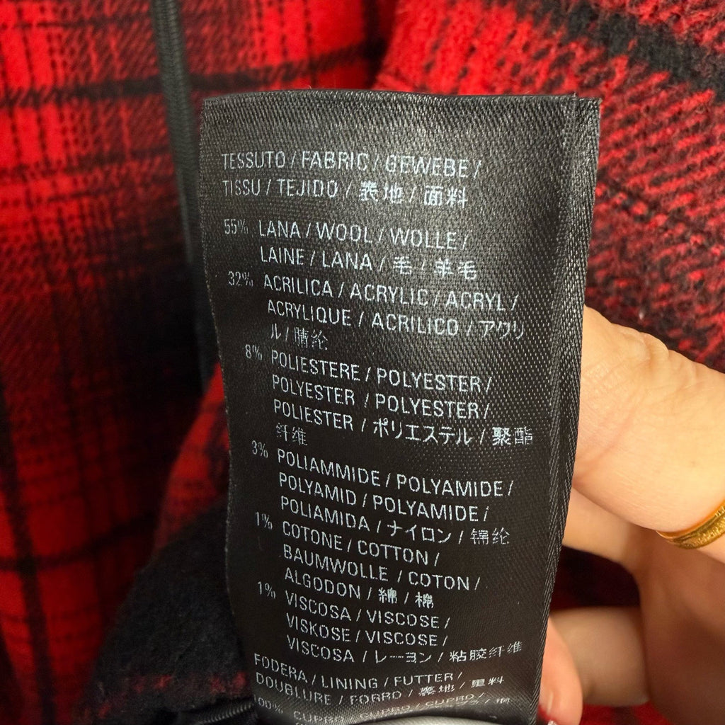 Balenciaga Red and Black Plaid Tassel Coat