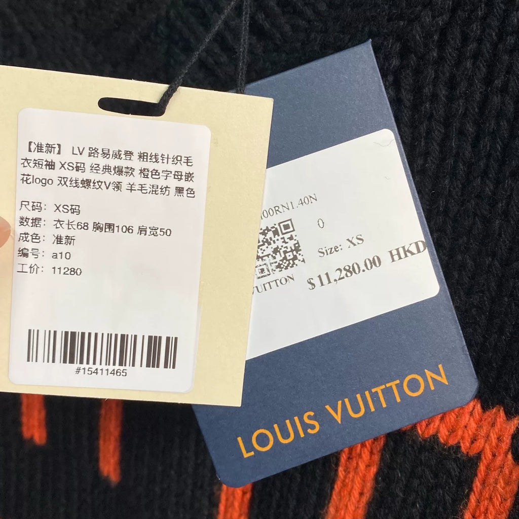 Louis Vuitton Short Sleeve Orange Logo Wool Knit Sweater