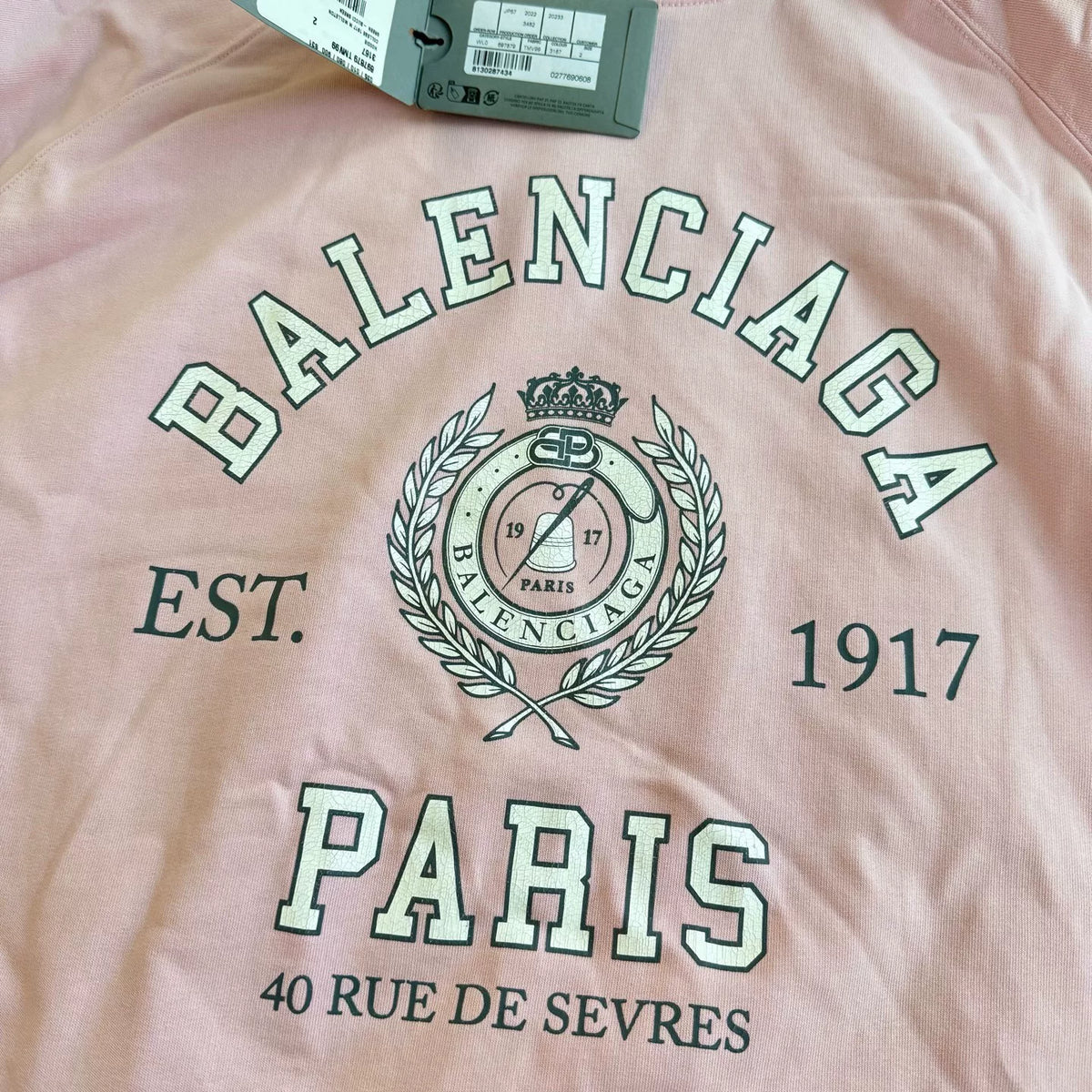 Balenciaga Pink Straw Badge Hooded Sweater