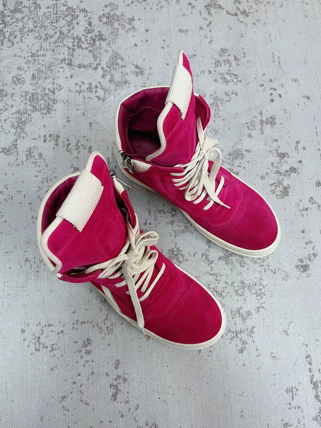 Rick Owens Women's Geobasket Sneakers in Fuschia/Milk