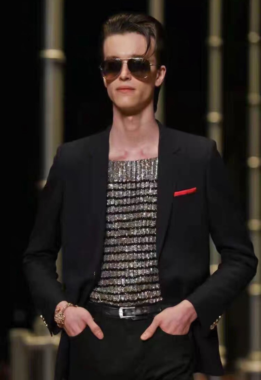 Saint Laurent SS16 Black Gold-Button Wool Blazer by Hedi Slimane