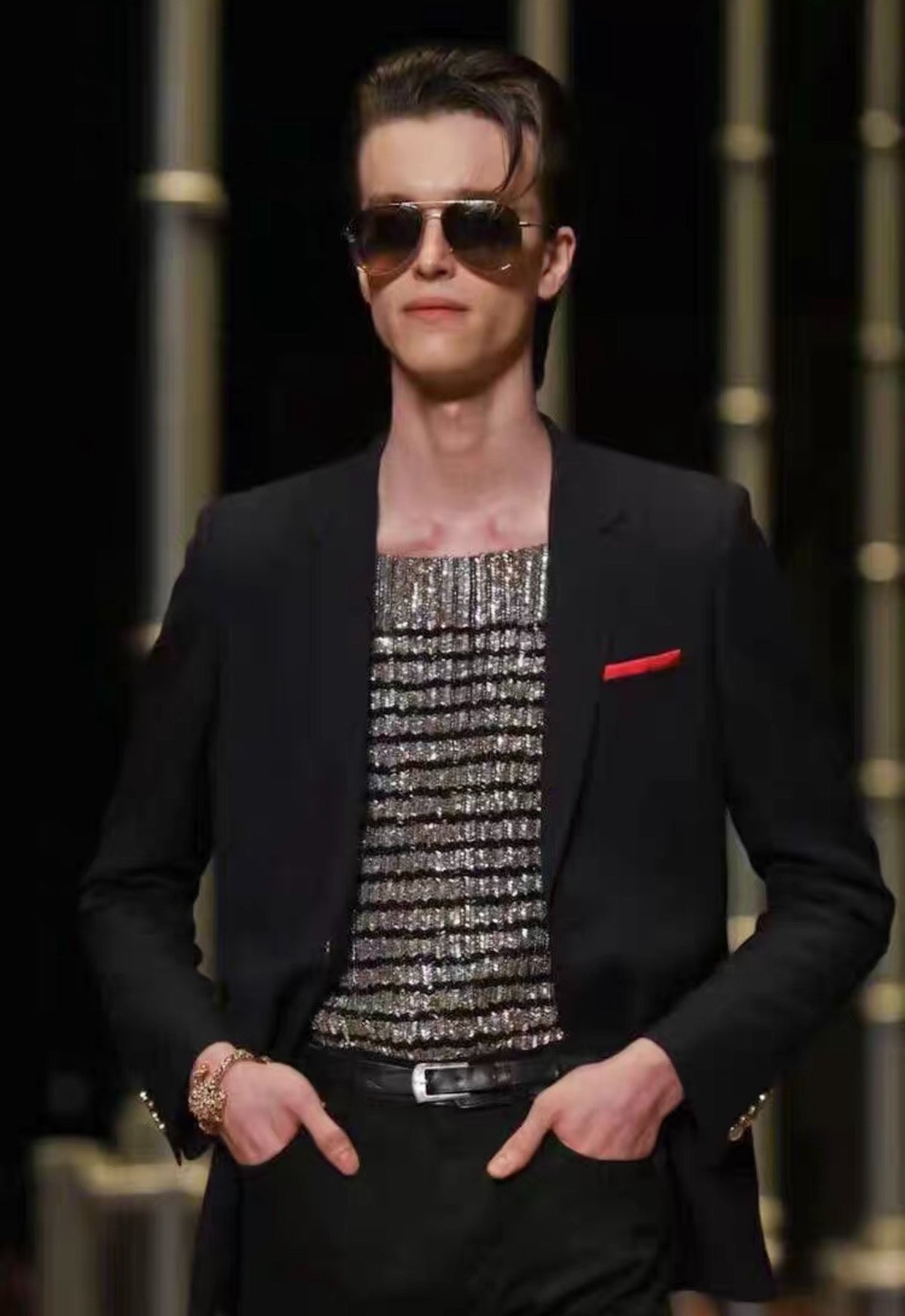 Saint Laurent SS16 Black Gold-Button Wool Blazer by Hedi Slimane