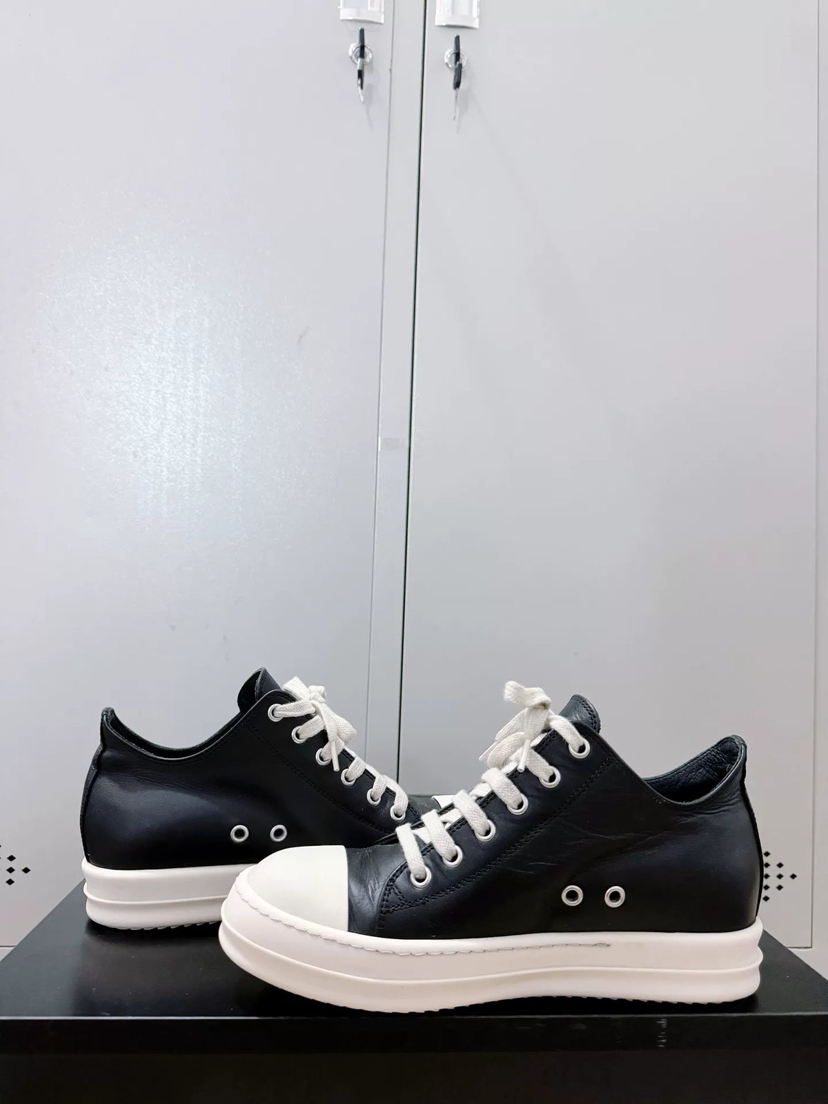 Rick Owens Black Cowhide Large Converse Sneakers