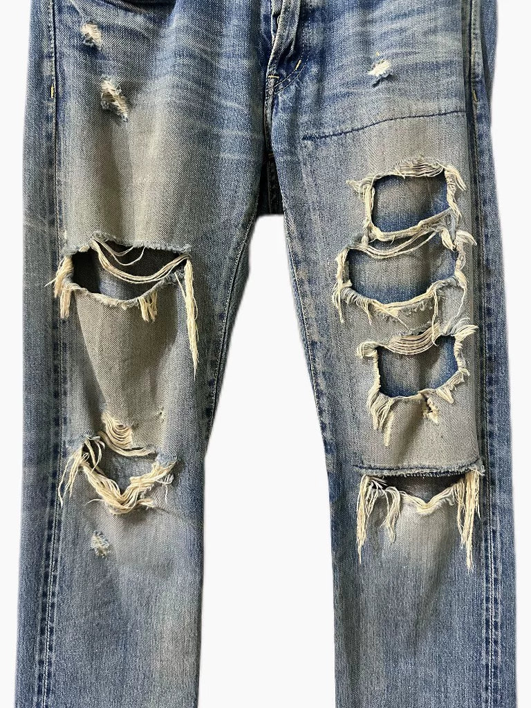 Hysteric Glamour Distressed Washed-Out Ripped Jeans