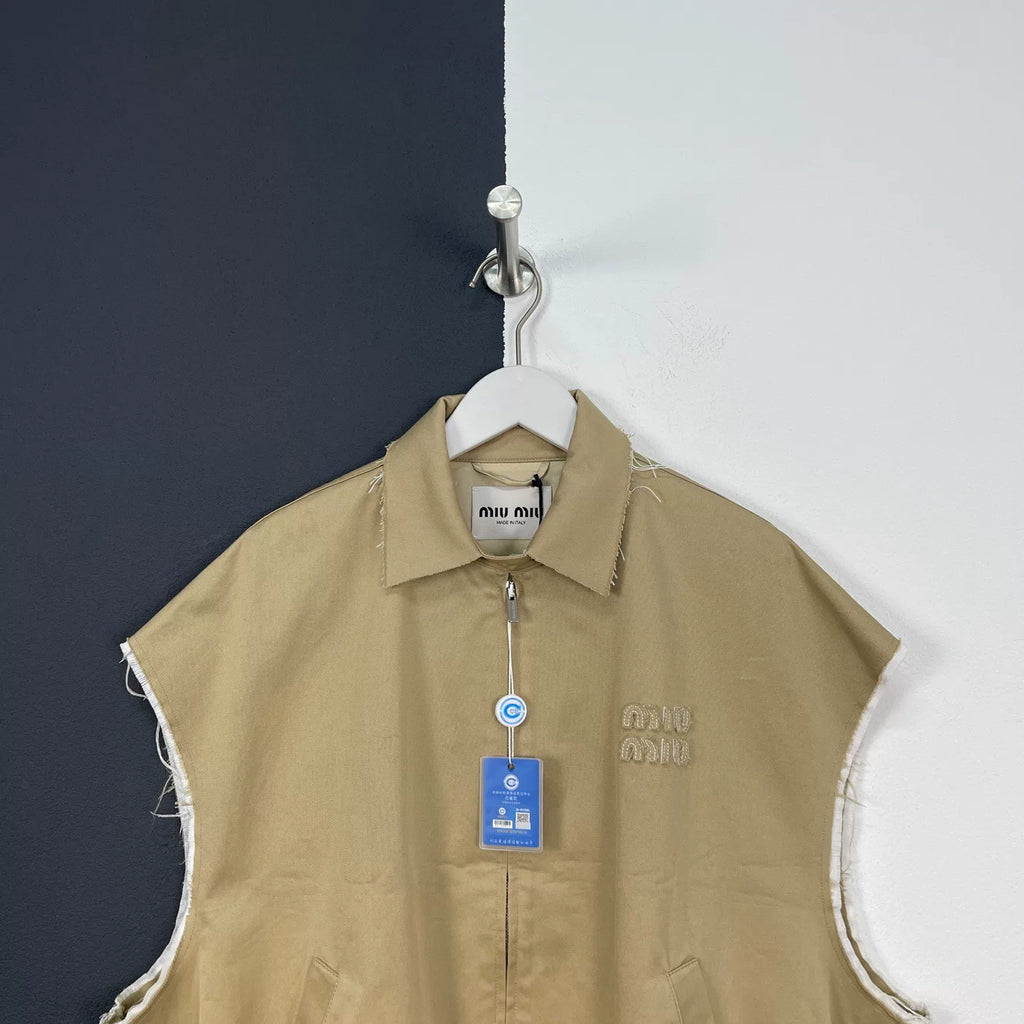 Miumiu Khaki Distressed Vest Jacket