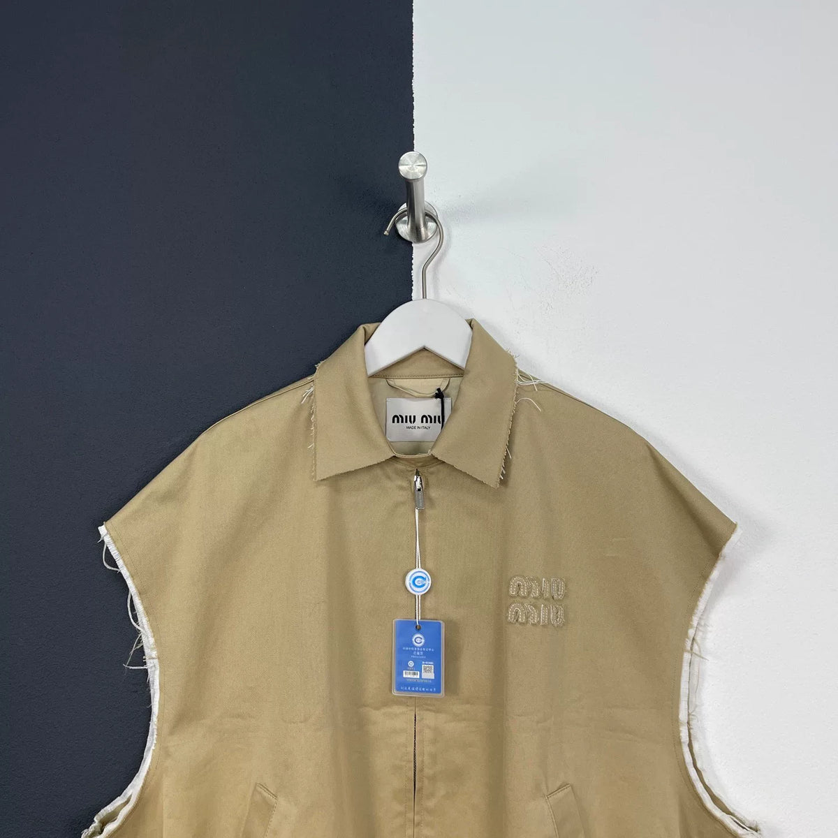 Miumiu Khaki Distressed Vest Jacket