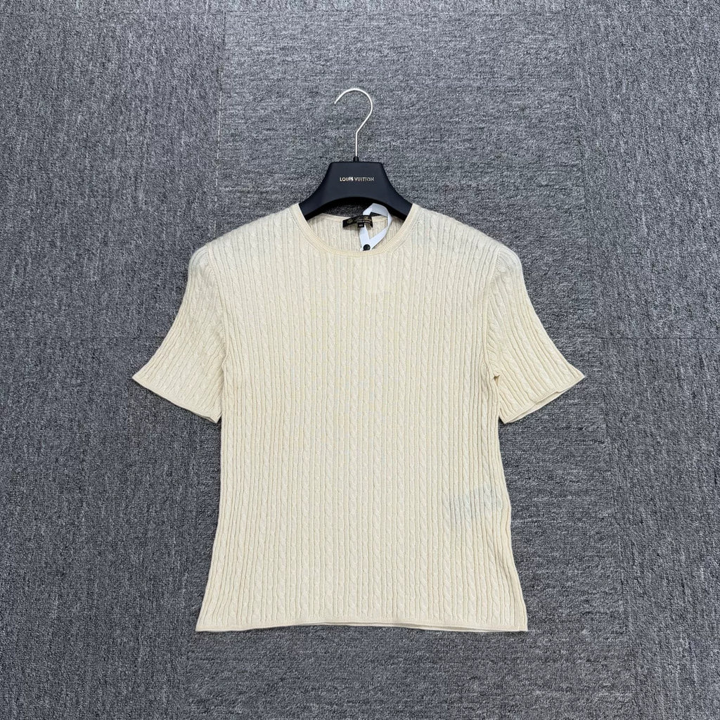 Loro Piana Cable Knit Short Sleeve Top