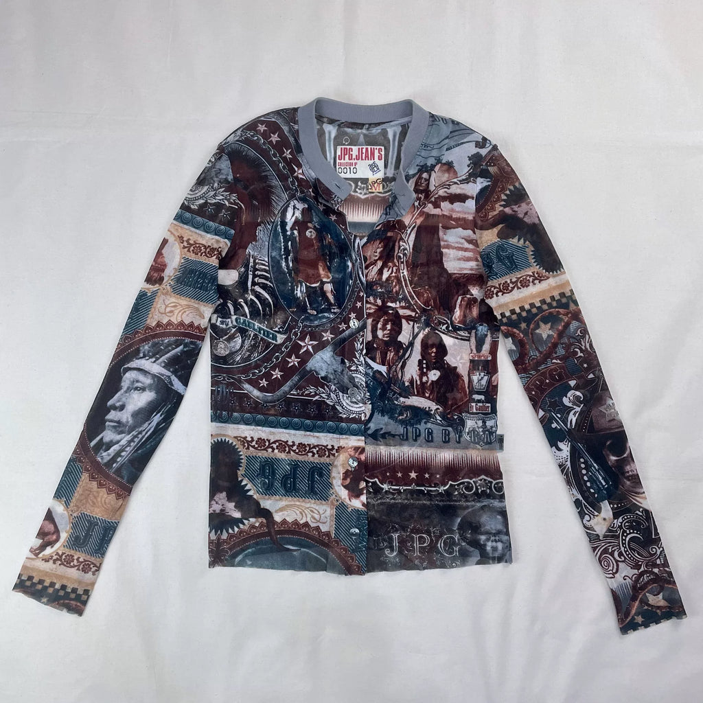 2004 Fall/Winter Jean Paul Gaultier Indian X-Ray Skull Pattern Mesh Cardigan