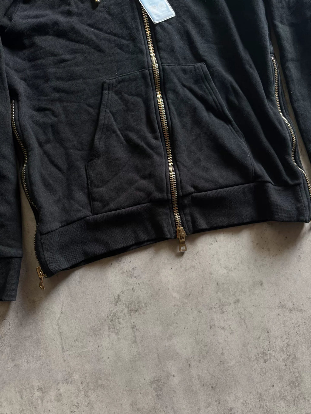 Balmain Black Zipper Check Tiger Head Snake Hooded Sweater