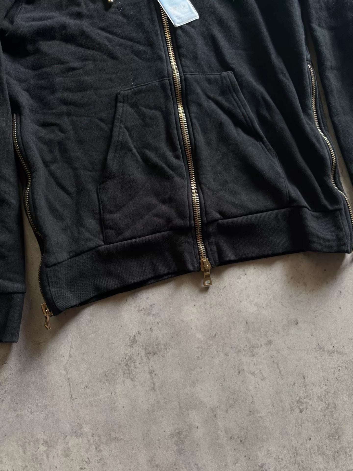 Balmain Black Zipper Check Tiger Head Snake Hooded Sweater